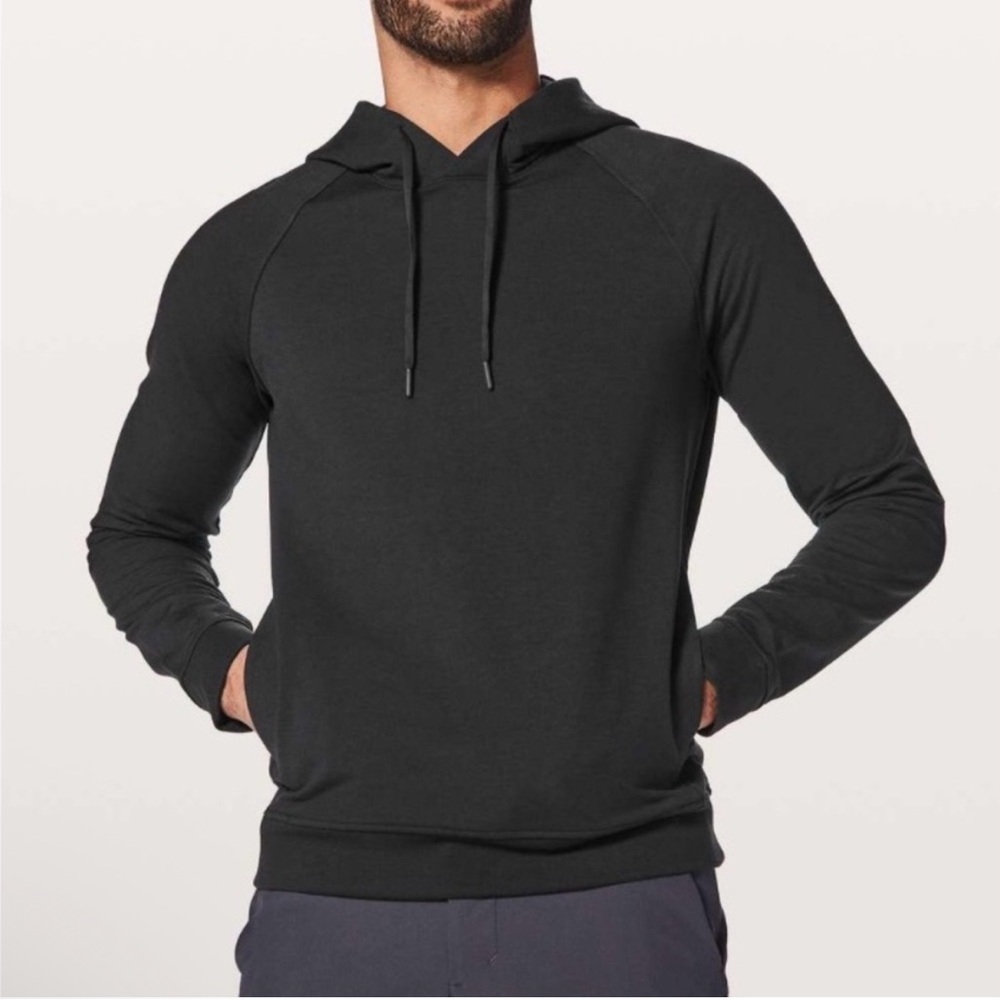 lululemon Black Pullover Hoodie Sweatshirt Men’s Large Logo Drawstring